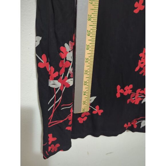 Arden B Black Floral Midi Dress Womens Short Sleeve Pullover Size Small - Picture 5 of 7
